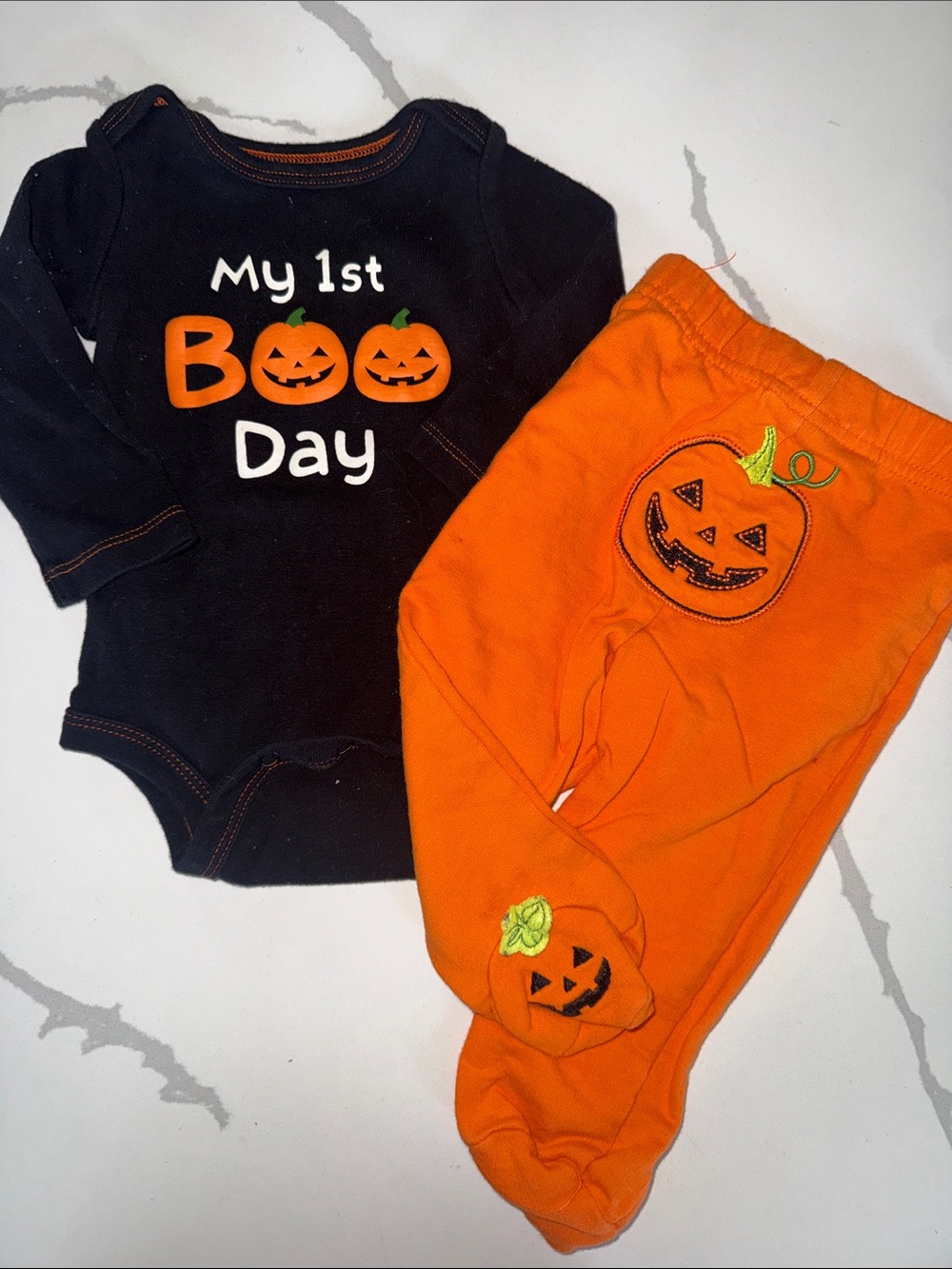 Koala Kids Black & Orange "My 1st Boo Day" Halloween Matching Set